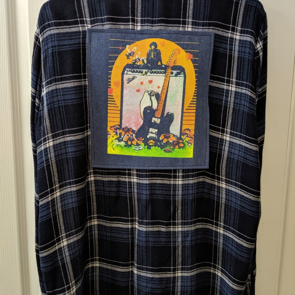 Jimi Hendrix Upcycled Flannel Shirt